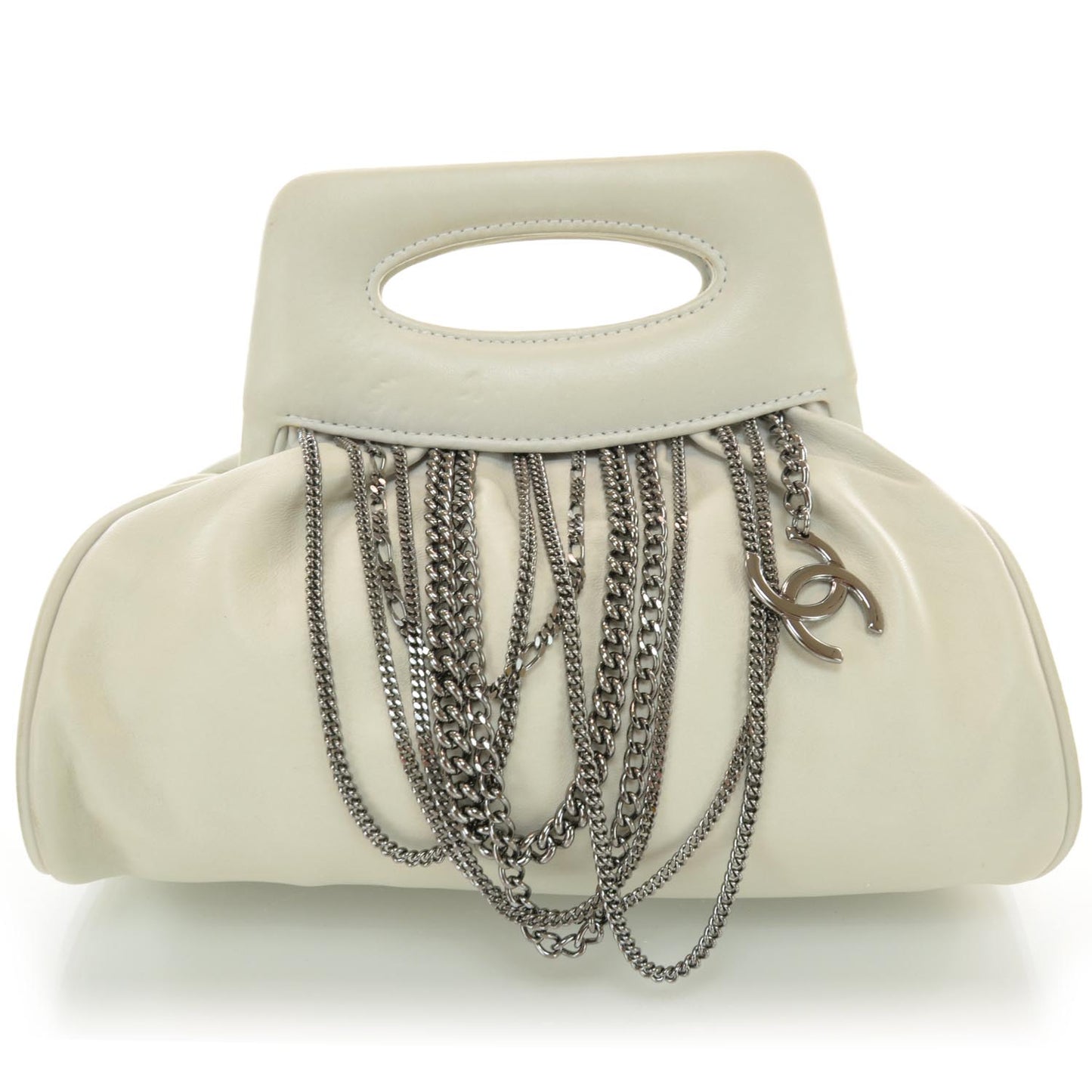Lambskin Chain Fringe Handbag White