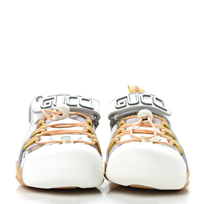Gucci Mesh Fabric Tinsel Sport Sandals 37.5 White Silver 2 of 9