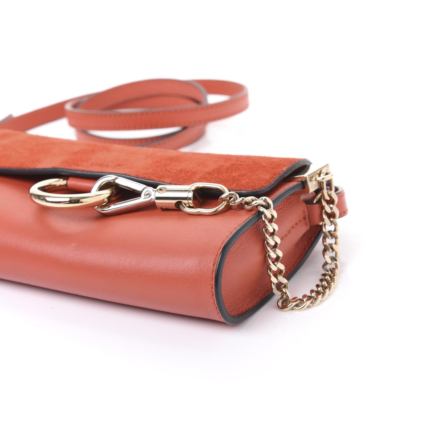 Chloe Suede Calfskin Mini Faye Shoulder Bag Plaid Red 10 of 10