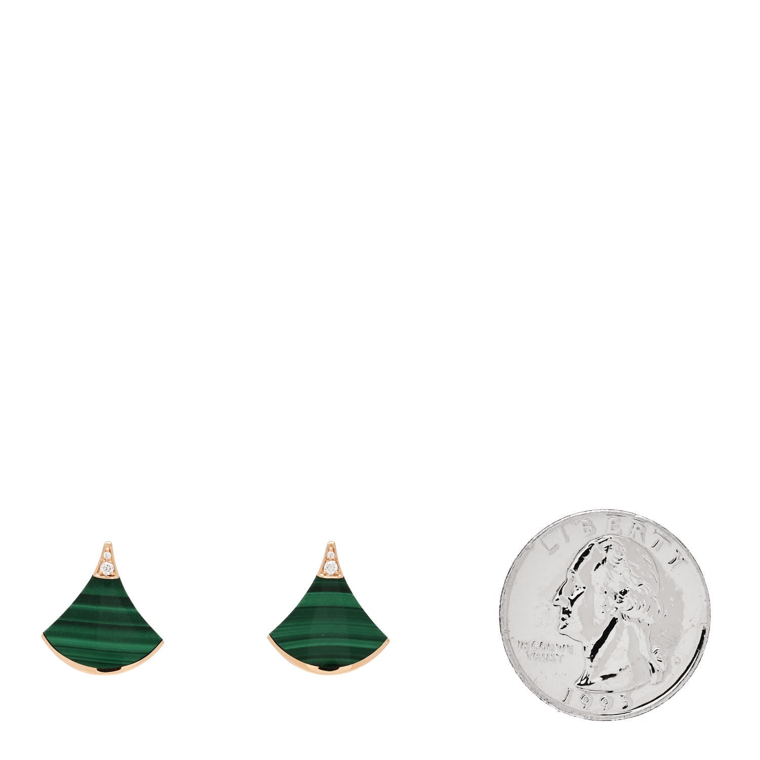 Bulgari 18K Rose Gold Diamond Malachite Divas' Dream Stud Earrings 2 of 4