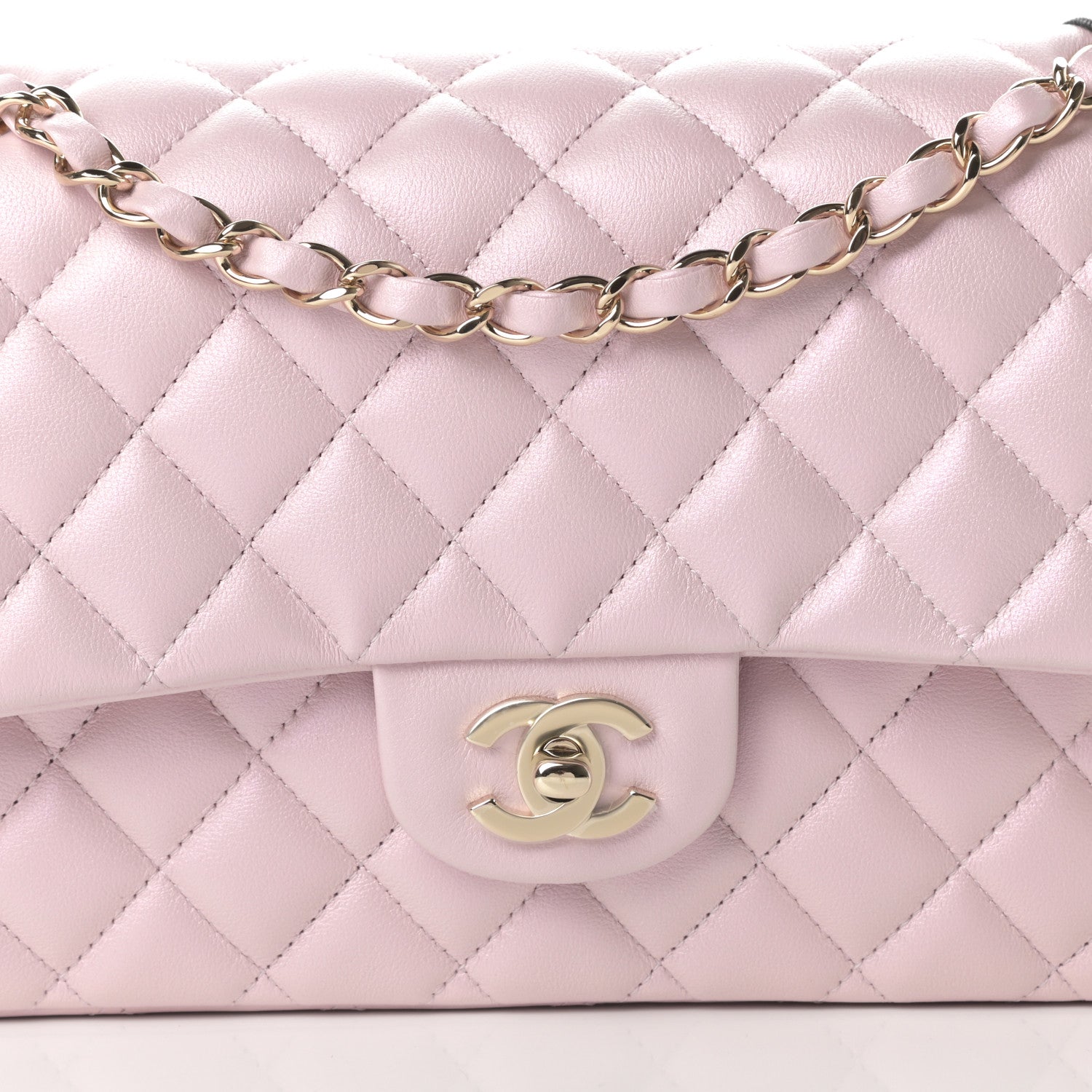 Chanel Iridescent Calfskin Quilted Medium Double Flap Light Pink 10 of 11