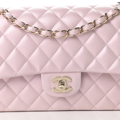 Chanel Iridescent Calfskin Quilted Medium Double Flap Light Pink 10 of 11