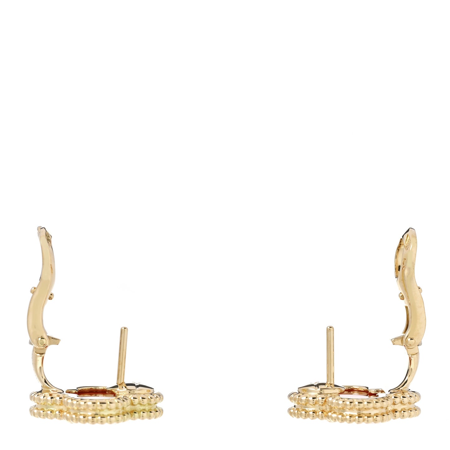 18K Yellow Gold Carnelian Vintage Alhambra Earrings