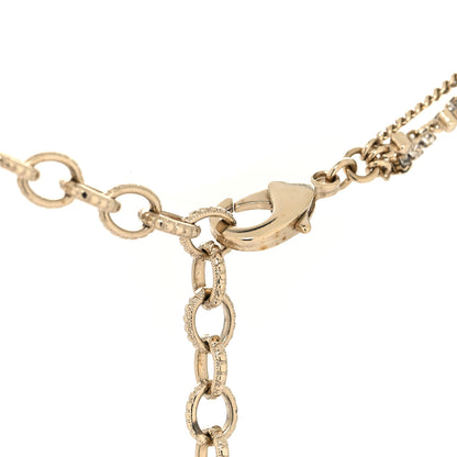 Chanel Crystal Pearl Tweed Effect Multi Strand CC Short Necklace Gold Red Green 4 of 5