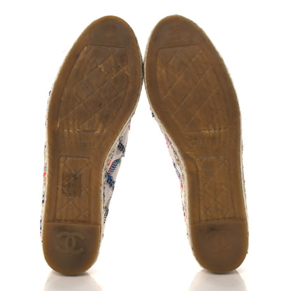 Chanel Tweed Grosgrain CC Espadrilles 39 White Blue Pink Green Black 5 of 8