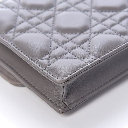Christian Dior Lambskin Cannage Dioraddict Wallet on Chain Clutch Grey 13 of 14