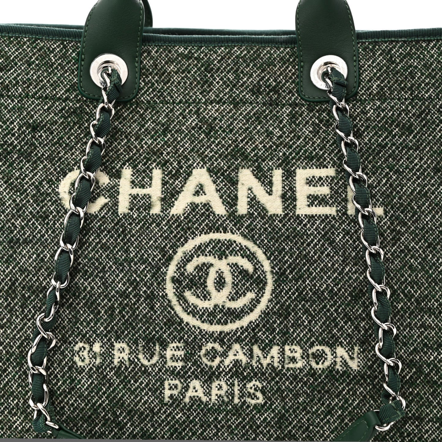 Mixed Fibers Calfskin Medium Deauville Tote Green