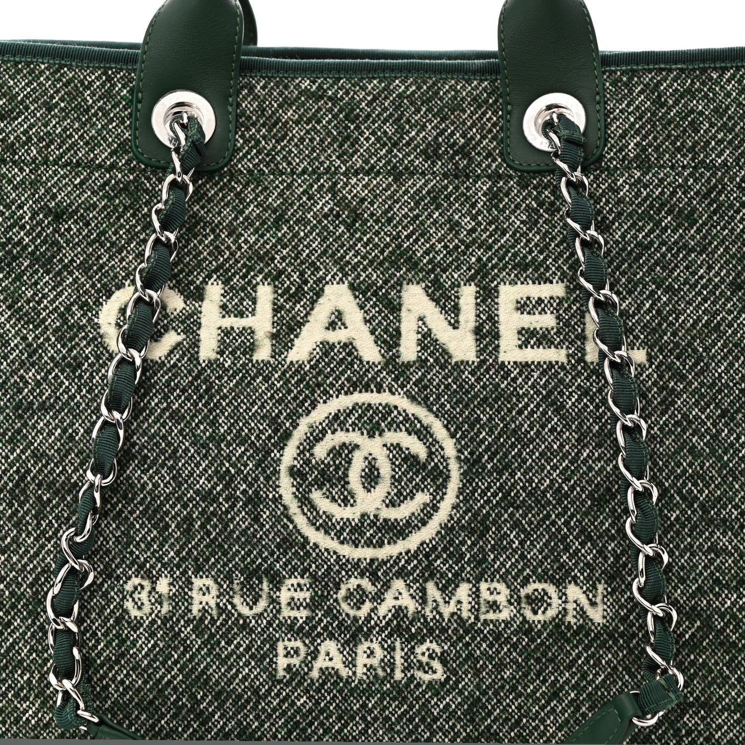 Chanel Mixed Fibers Calfskin Medium Deauville Tote Green 7 of 9