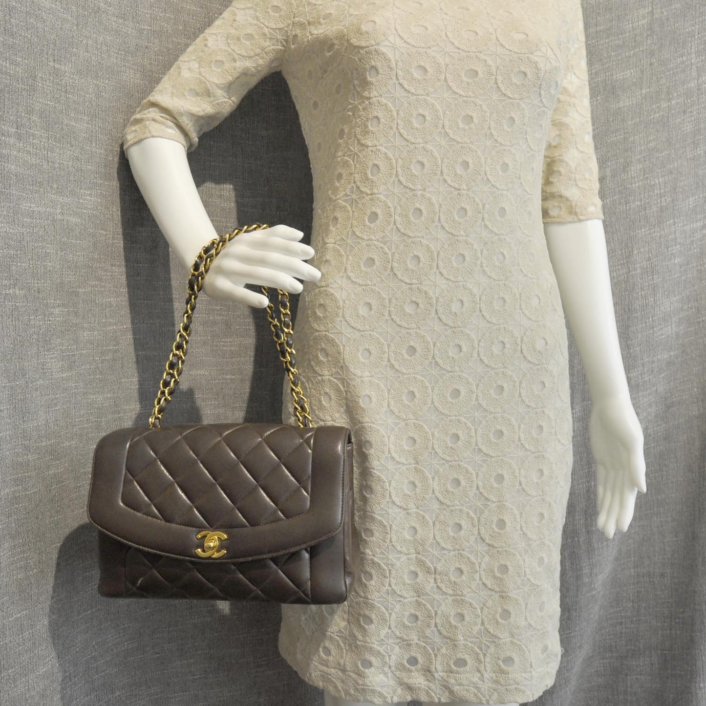 Lambskin Quilted Medium Flap Brown