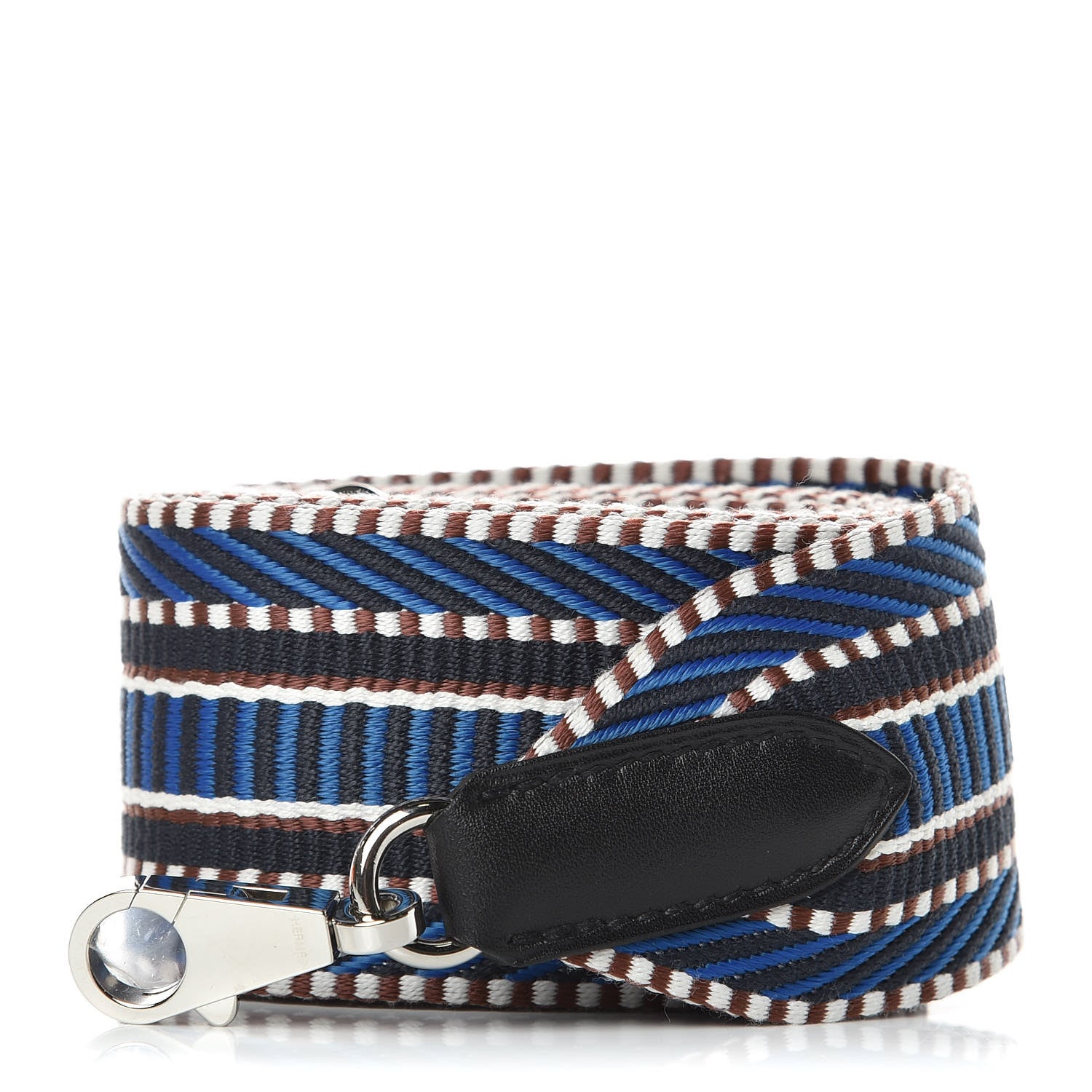 Hermes Toile Swift 50mm Sangle Cavale Shoulder Strap Bleu Zellige Indigo Black 1 of 5