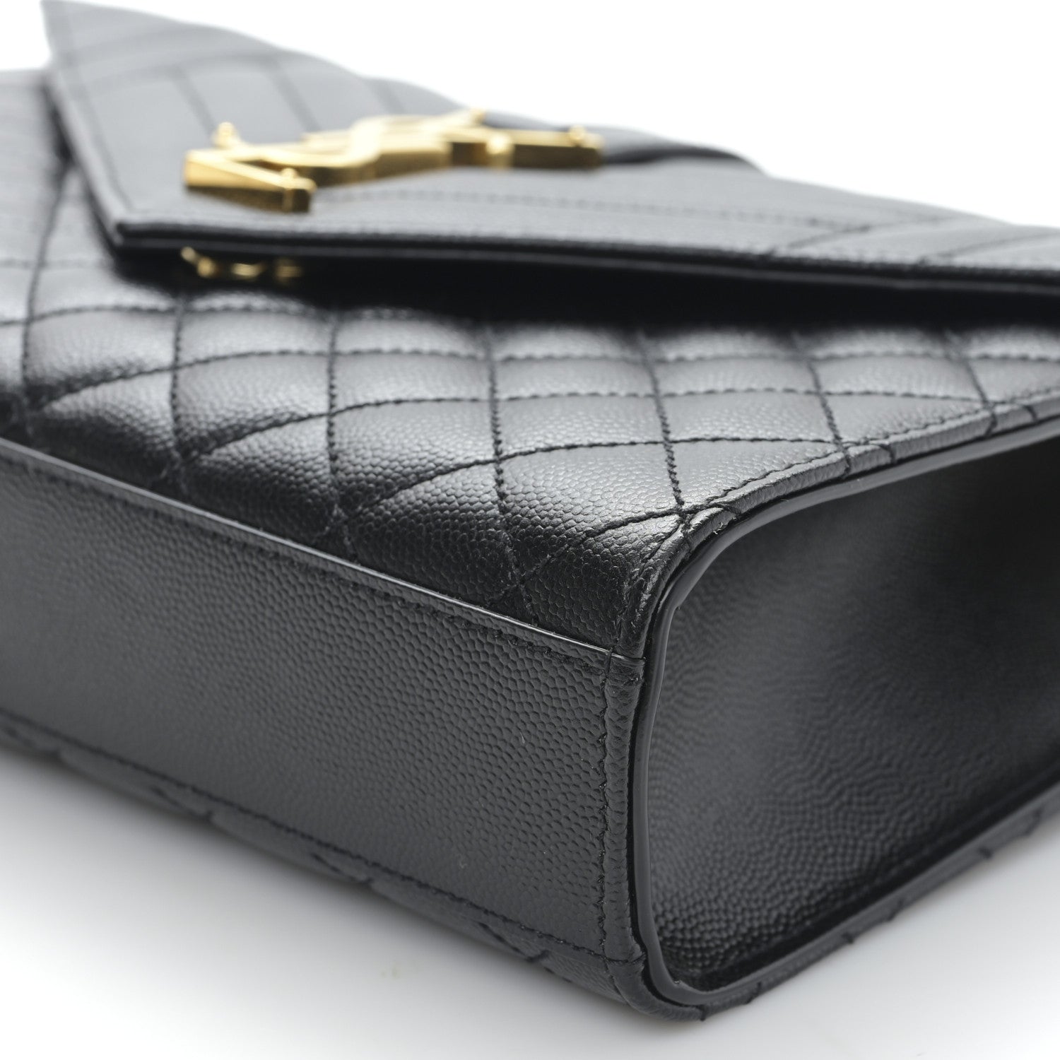 Saint Laurent Grain De Poudre Textured Mixed Matelasse Triquilt Medium Monogram Satchel Black 8 of 9