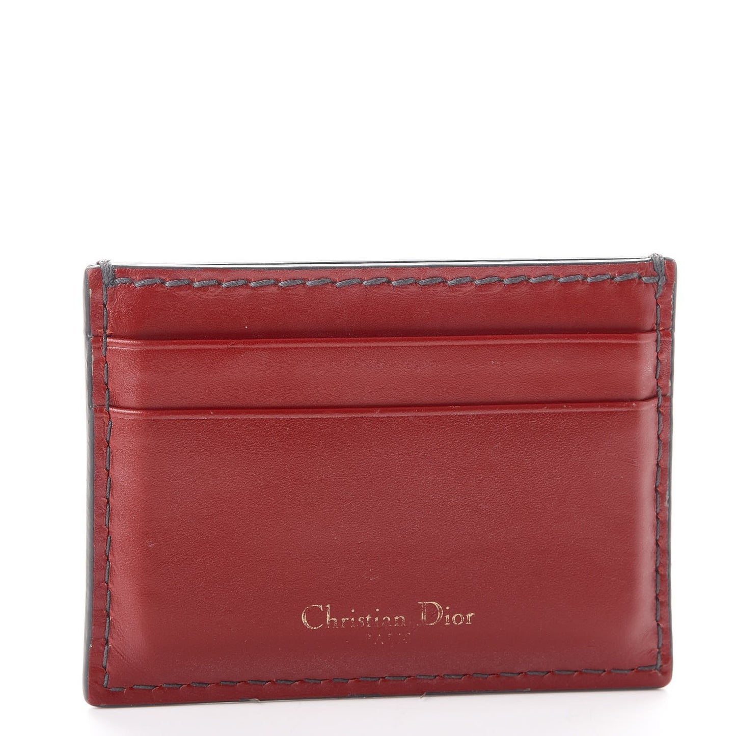 Calfskin D-Fence Card Holder Red