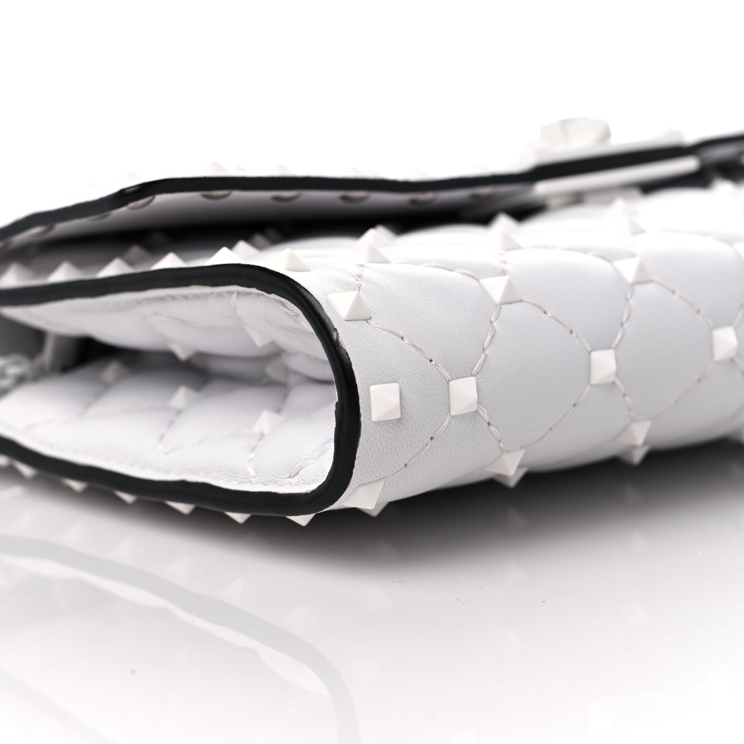 Valentino Garavani Lambskin Free Rockstud Spike Wallet on Chain Optic White 7 of 14