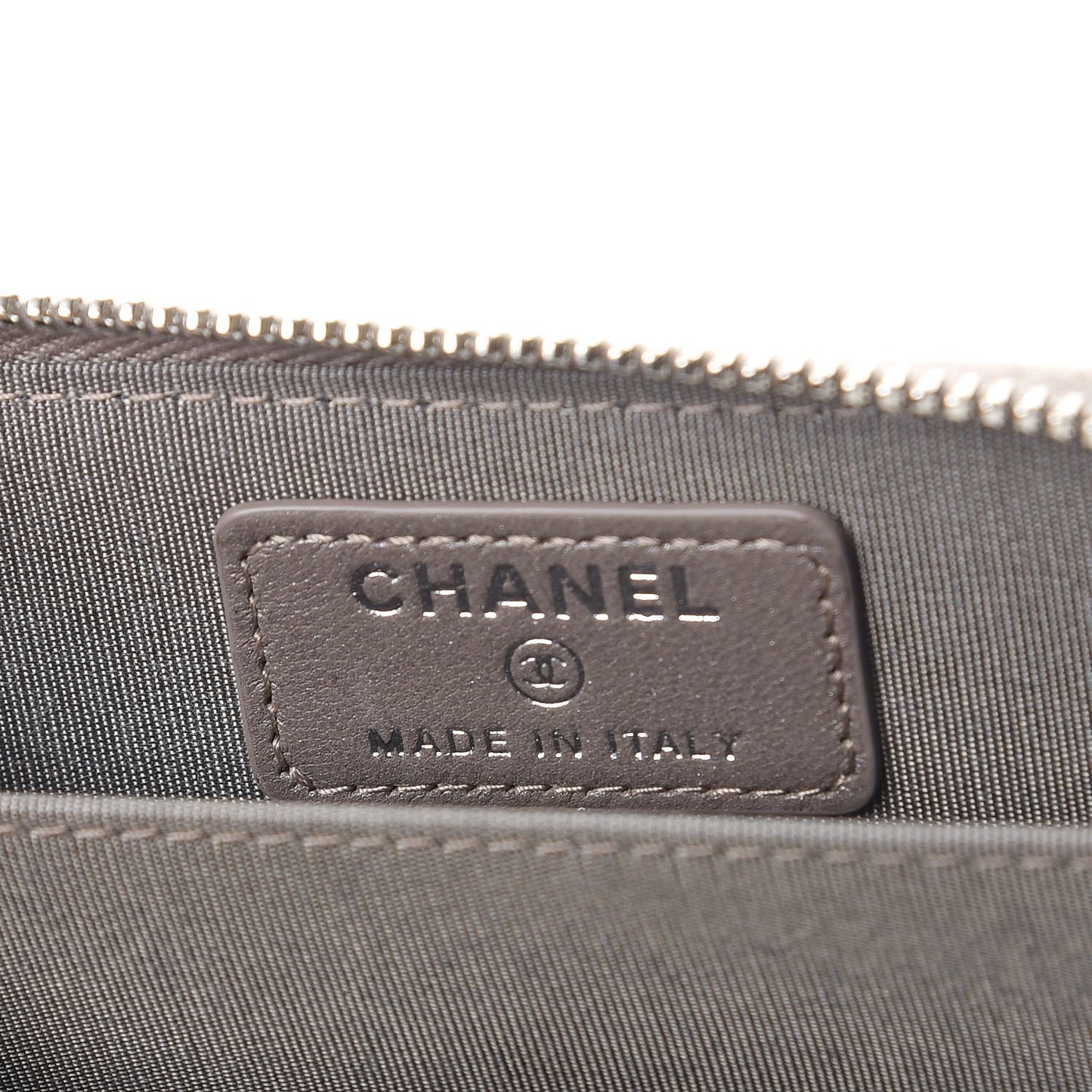 Calfskin Resin Quilted Zip Around Coin Purse Grey