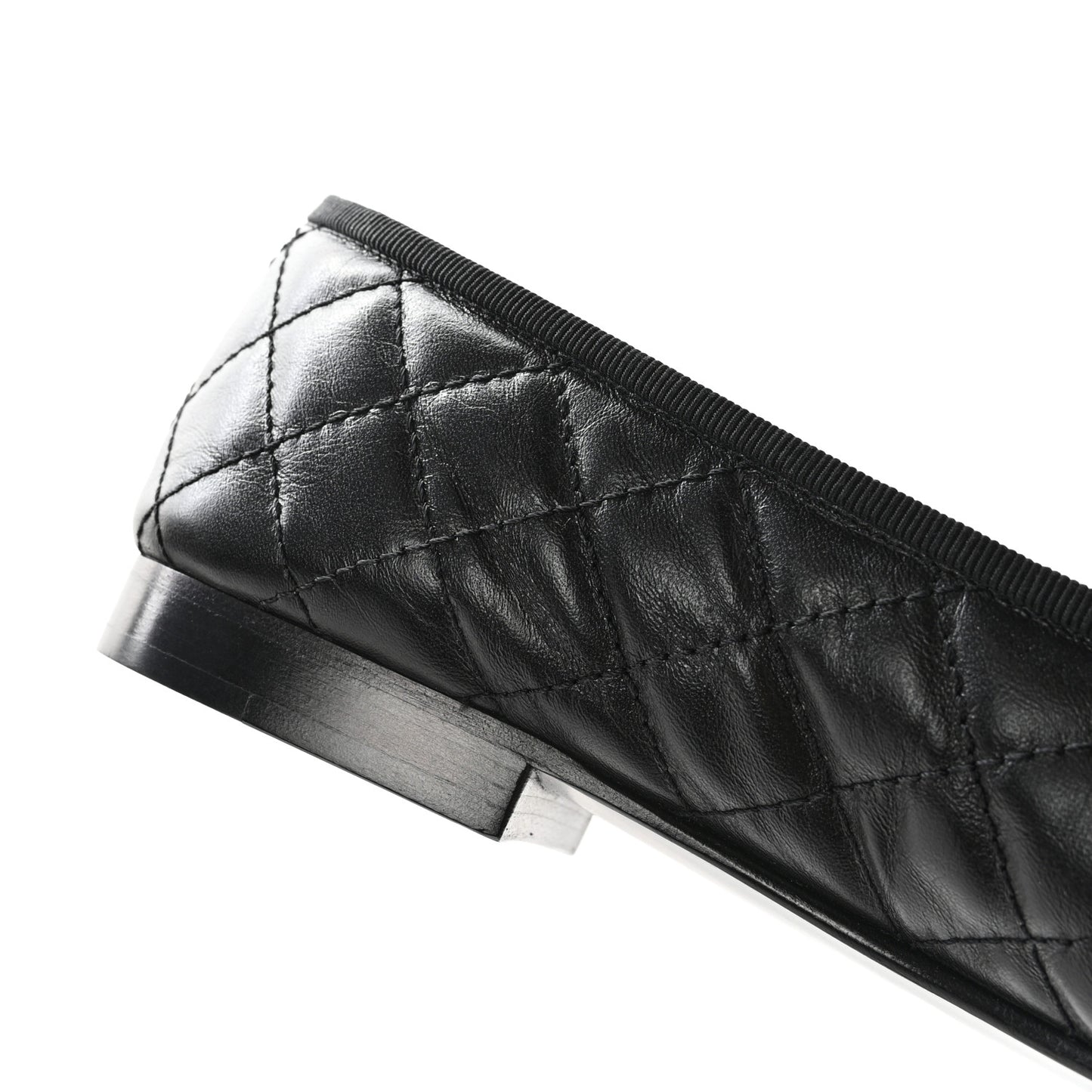 Aged Calfskin Quilted CC Cap Toe Ballerina Flats 39.5 Black