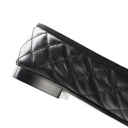 Chanel Aged Calfskin Quilted CC Cap Toe Ballerina Flats 39.5 Black 14 of 14