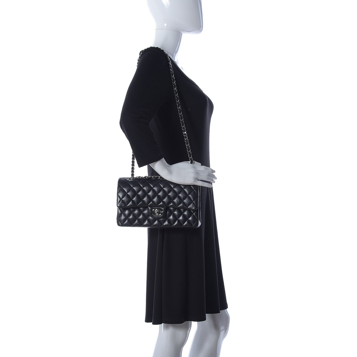 Chanel Lambskin Quilted Medium Double Flap Black 2 of 10