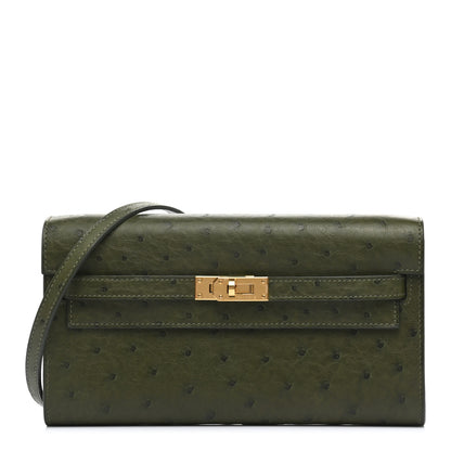 Hermes Ostrich Kelly Wallet To Go Vert Veronese 1 of 10