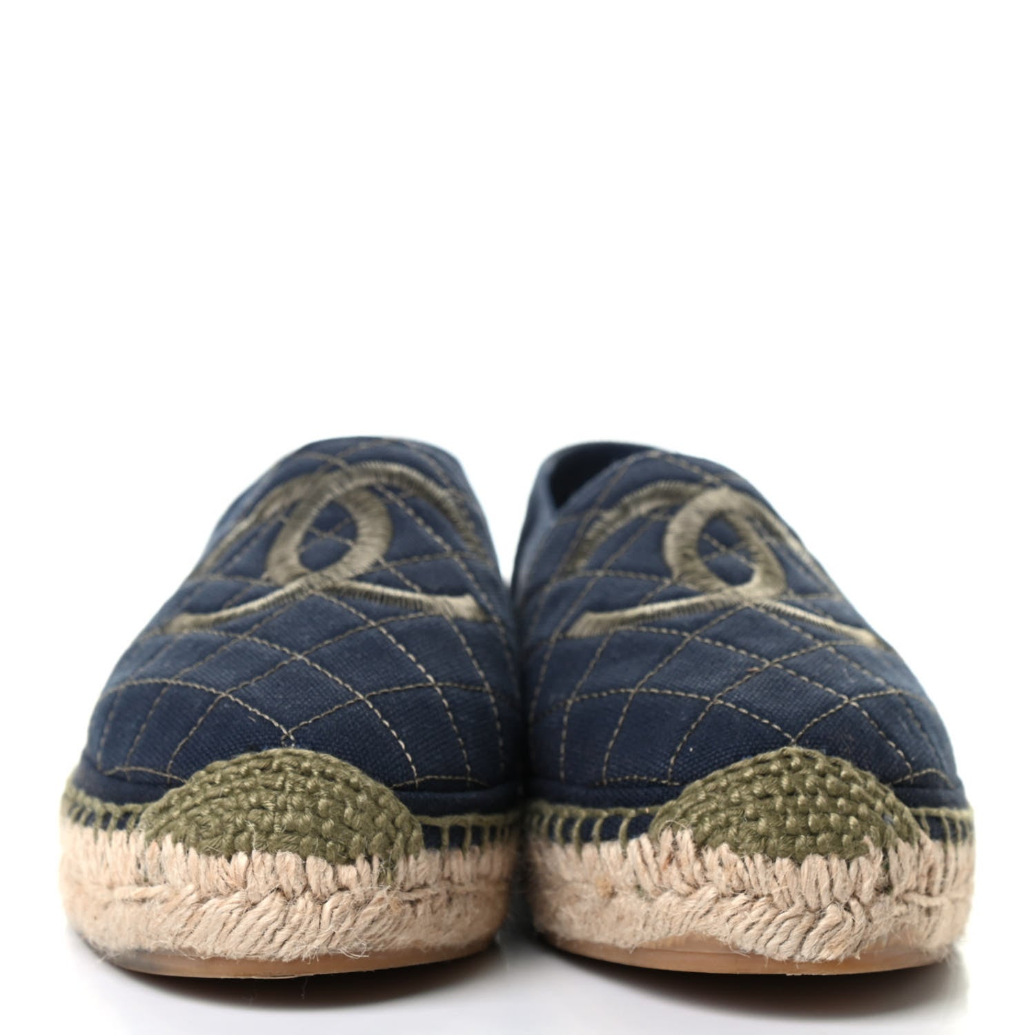 Chanel Fabric Biarritz CC Espadrilles 39 Blue Green 2 of 5