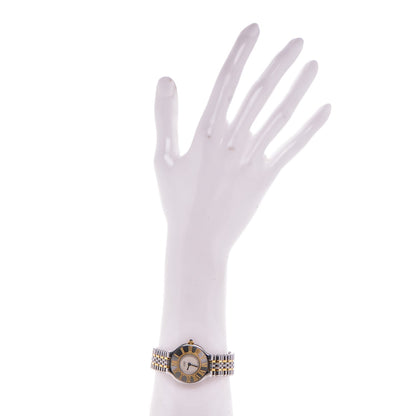 Cartier Stainless Steel 18K Yellow Gold 28mm Must De 21 Bullet Link Quartz Watch 2 of 5