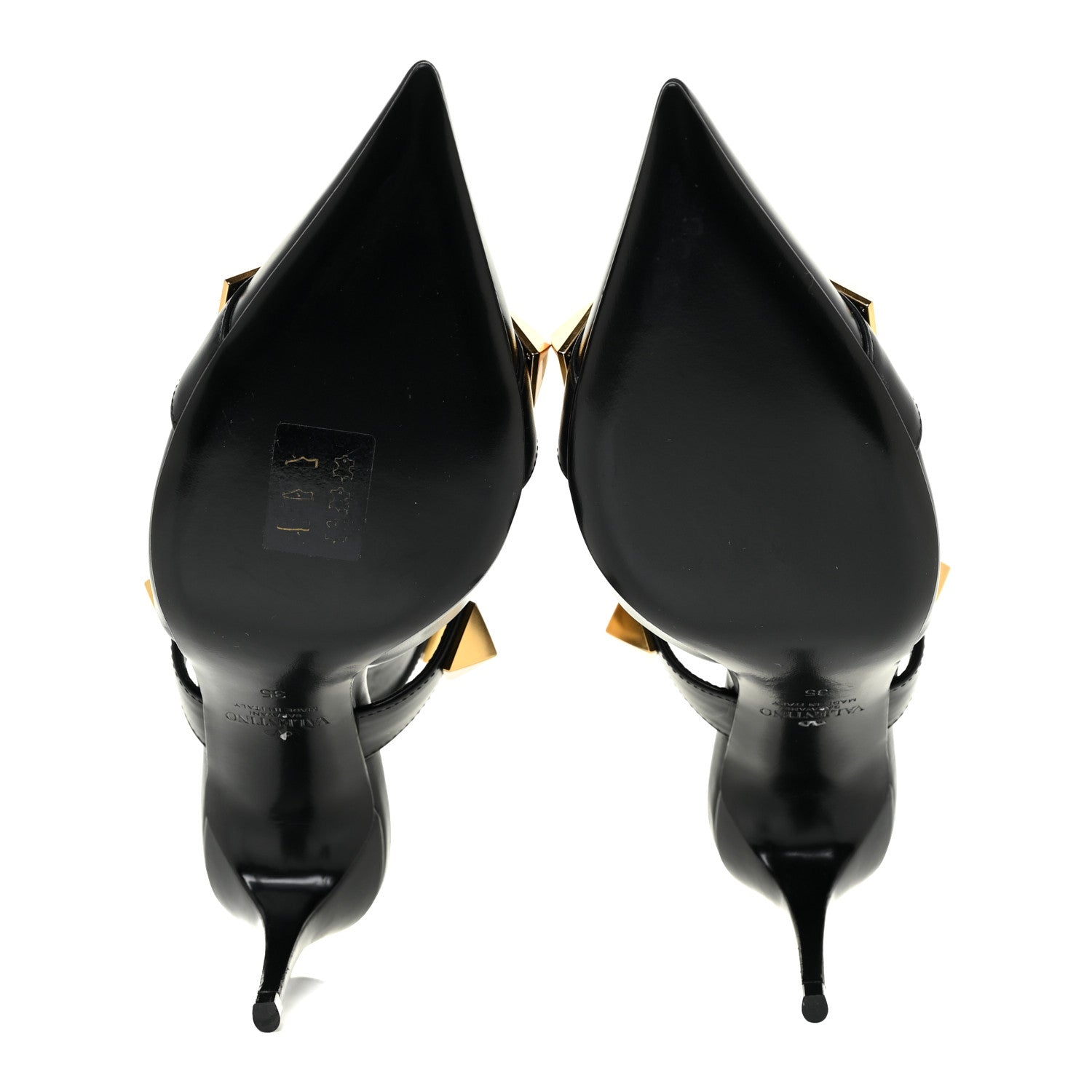 Valentino Garavani Calfskin Roman Stud Ankle Strap 80mm Pumps 35 Black 5 of 13