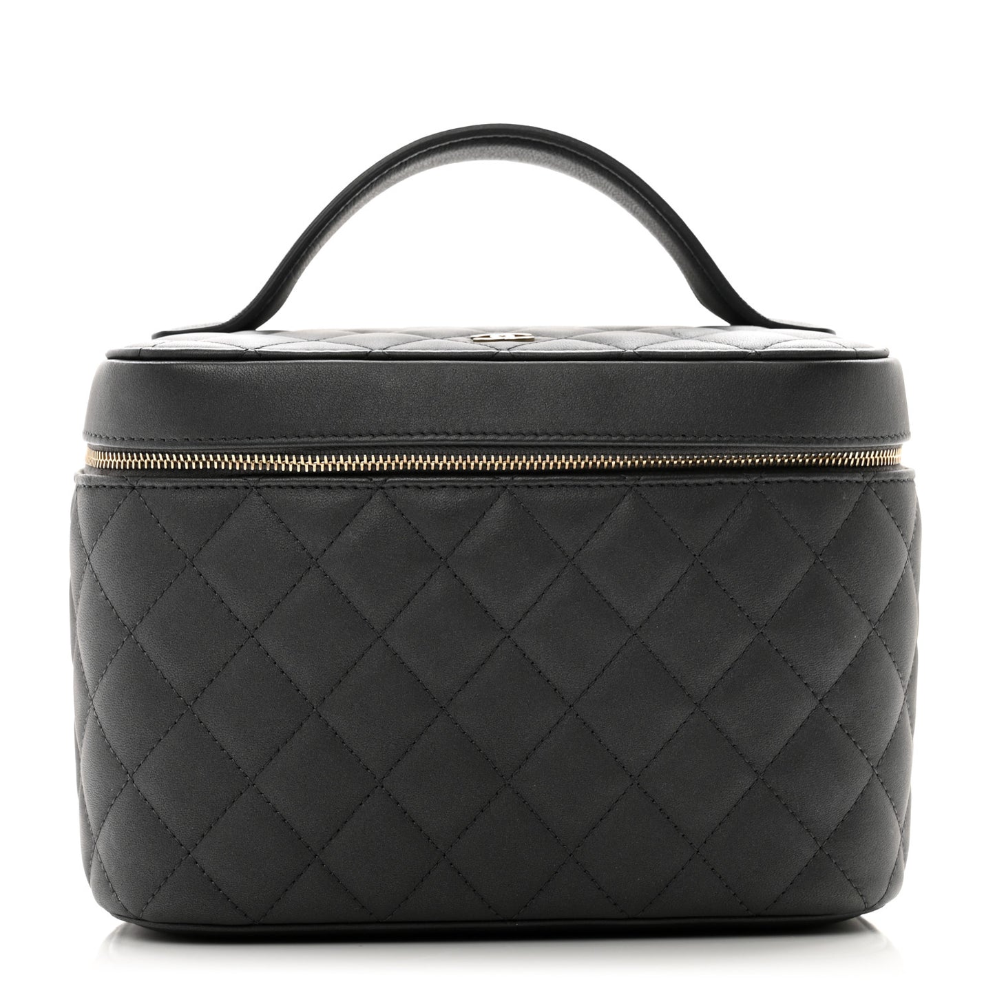Lambskin Quilted Large Vanity Pouch Grey