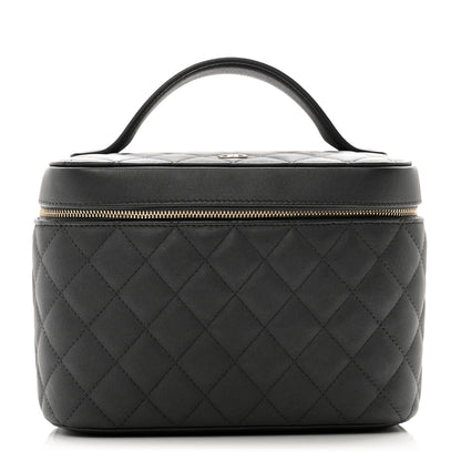 Chanel Lambskin Quilted Large Vanity Pouch Grey 1 of 7