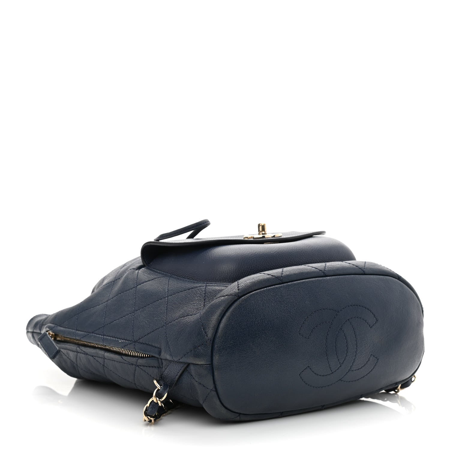 Chanel Sheepskin Caviar Quilted Daily Round Backpack Blue 4 of 10