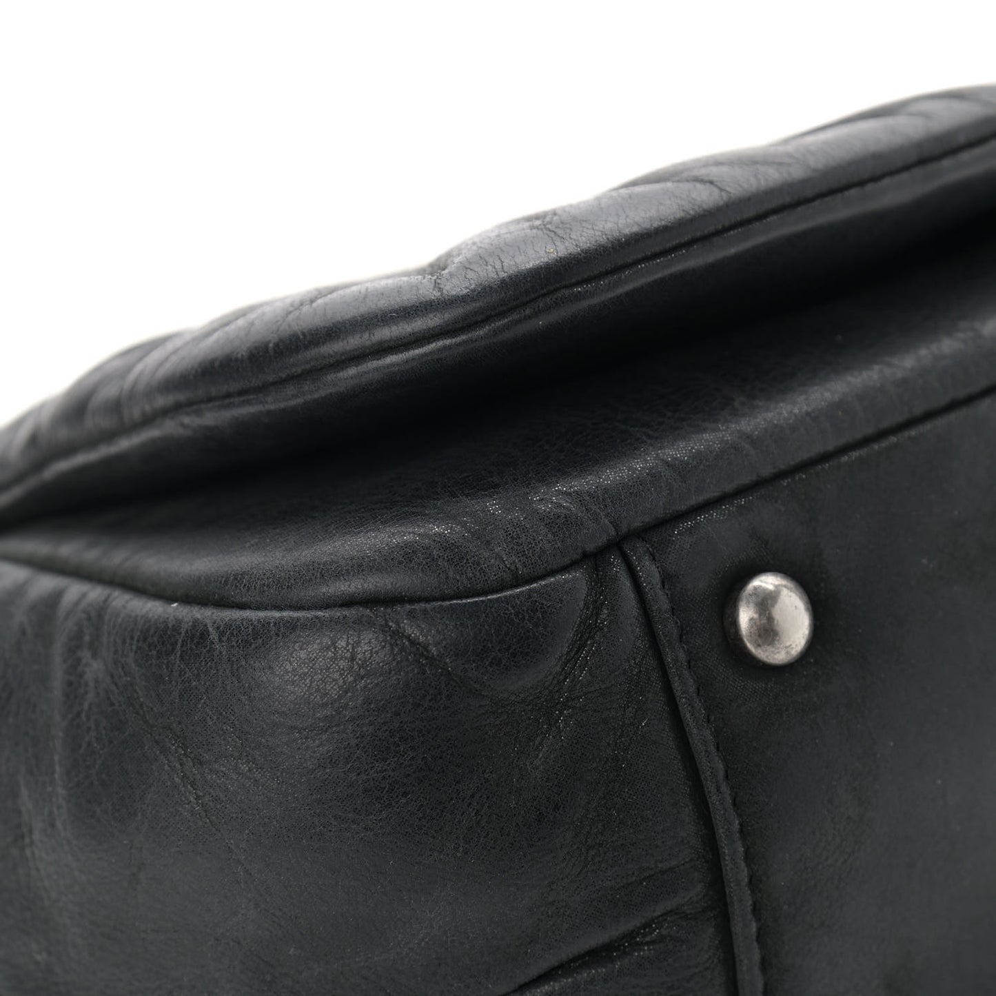 Iridescent Calfskin Glint Accordion Flap Black