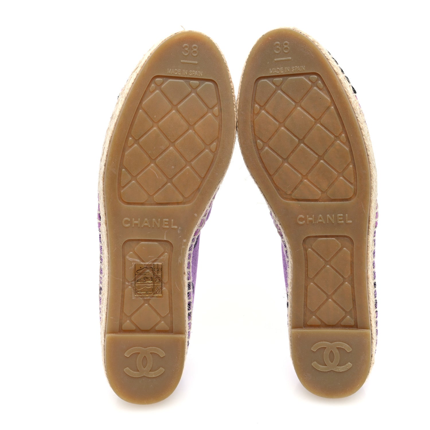 Chanel Cotton Jacquard Grosgrain CC Print Espadrilles 38 Purple Black 5 of 8