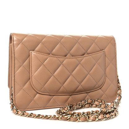 Chanel Caviar Quilted Wallet on Chain WOC Dark Beige 3 of 12