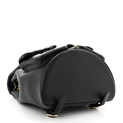 Chanel Shiny Caviar Quilted Medium Duma Pockets Drawstring Backpack Black 4 of 10