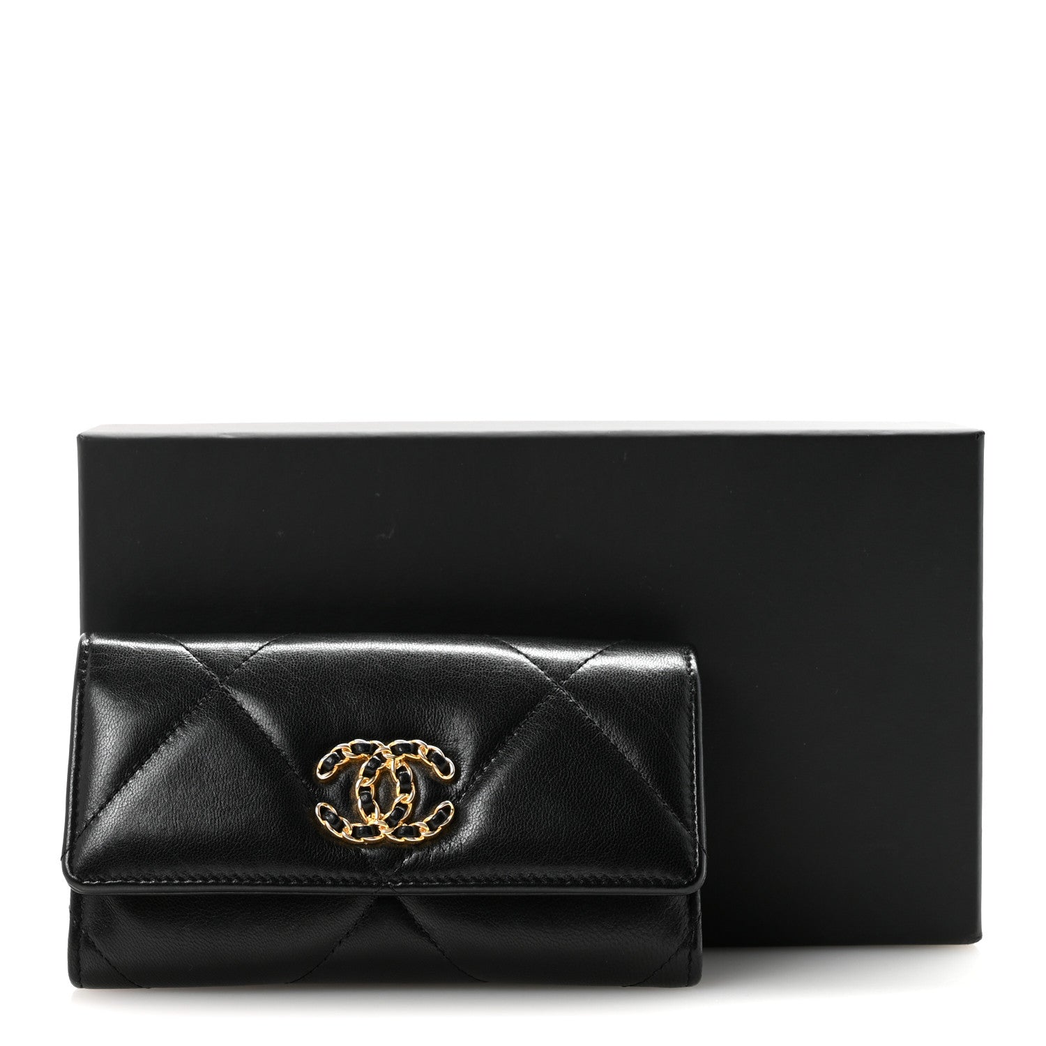 Chanel Lambskin Quilted Chanel 19 Flap Wallet Black 9 of 9
