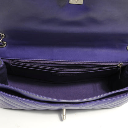 Chanel Lambskin Chevron Jumbo Leo Lion Flap Violet Fonce 6 of 8