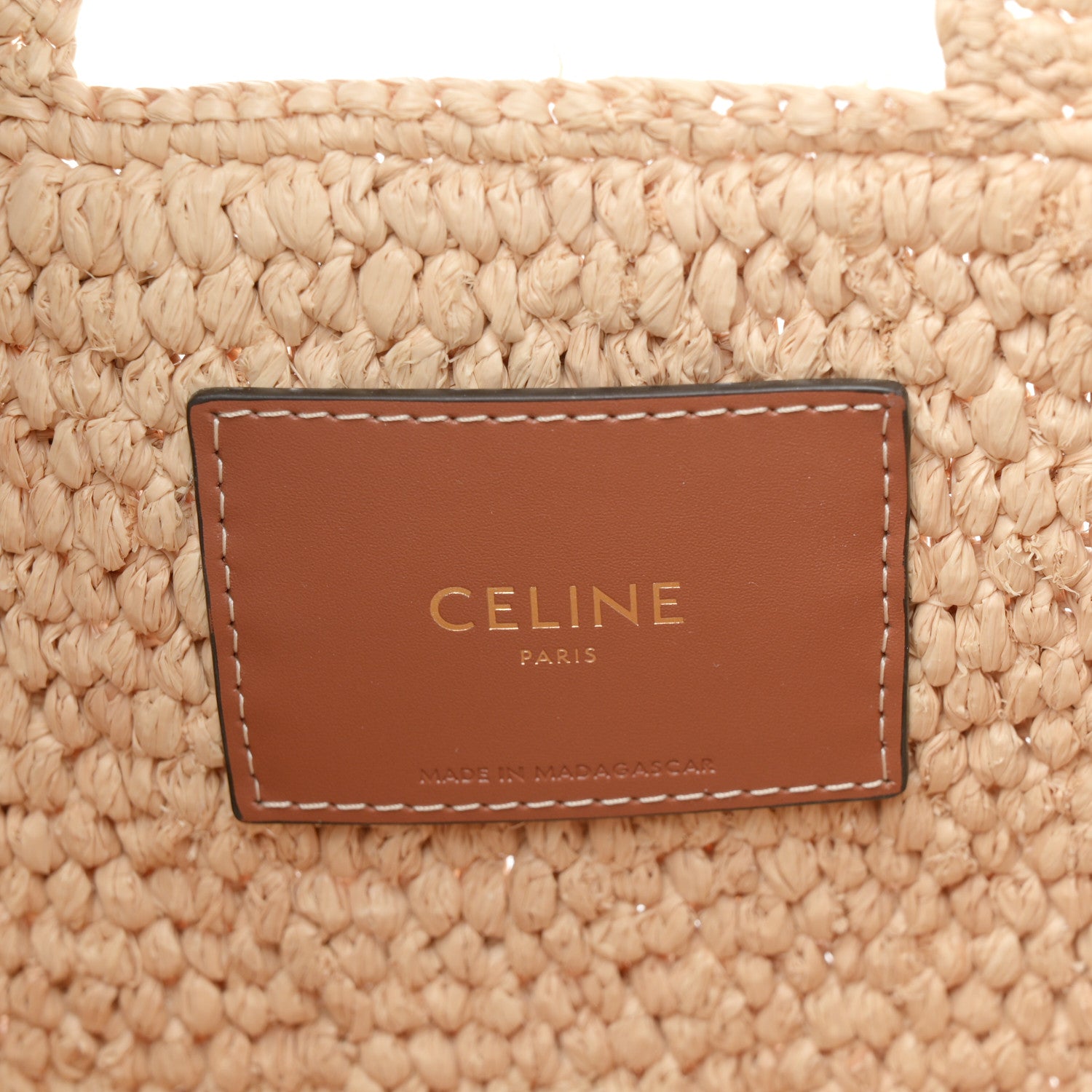 Celine Raffia Calfskin Triomphe Small Cabas Thais Tan 7 of 12