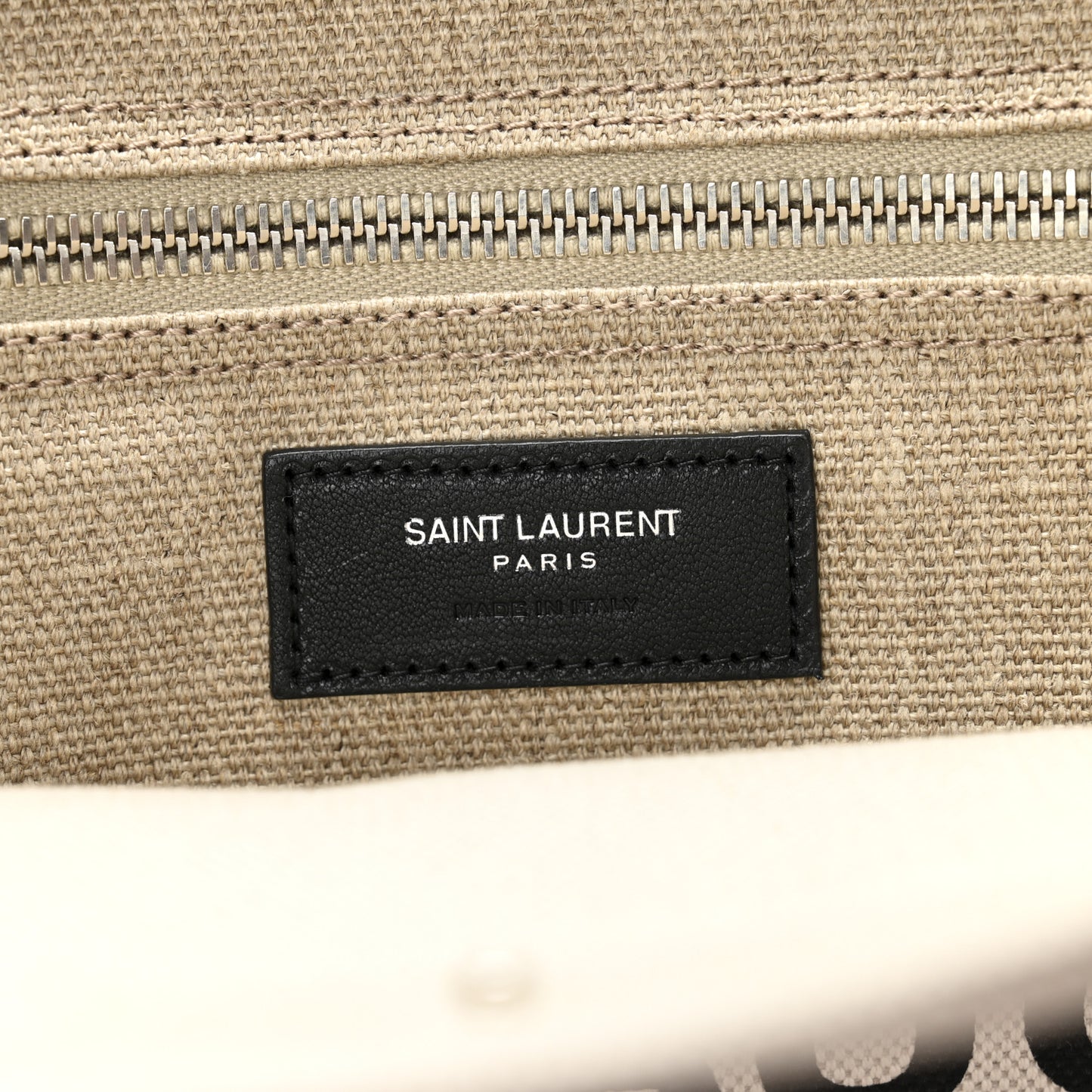 Linen Calfskin Small Rive Gauche Tote Greggio Natural