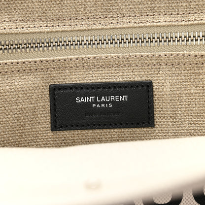 Saint Laurent Linen Calfskin Small Rive Gauche Tote Greggio Natural 5 of 9