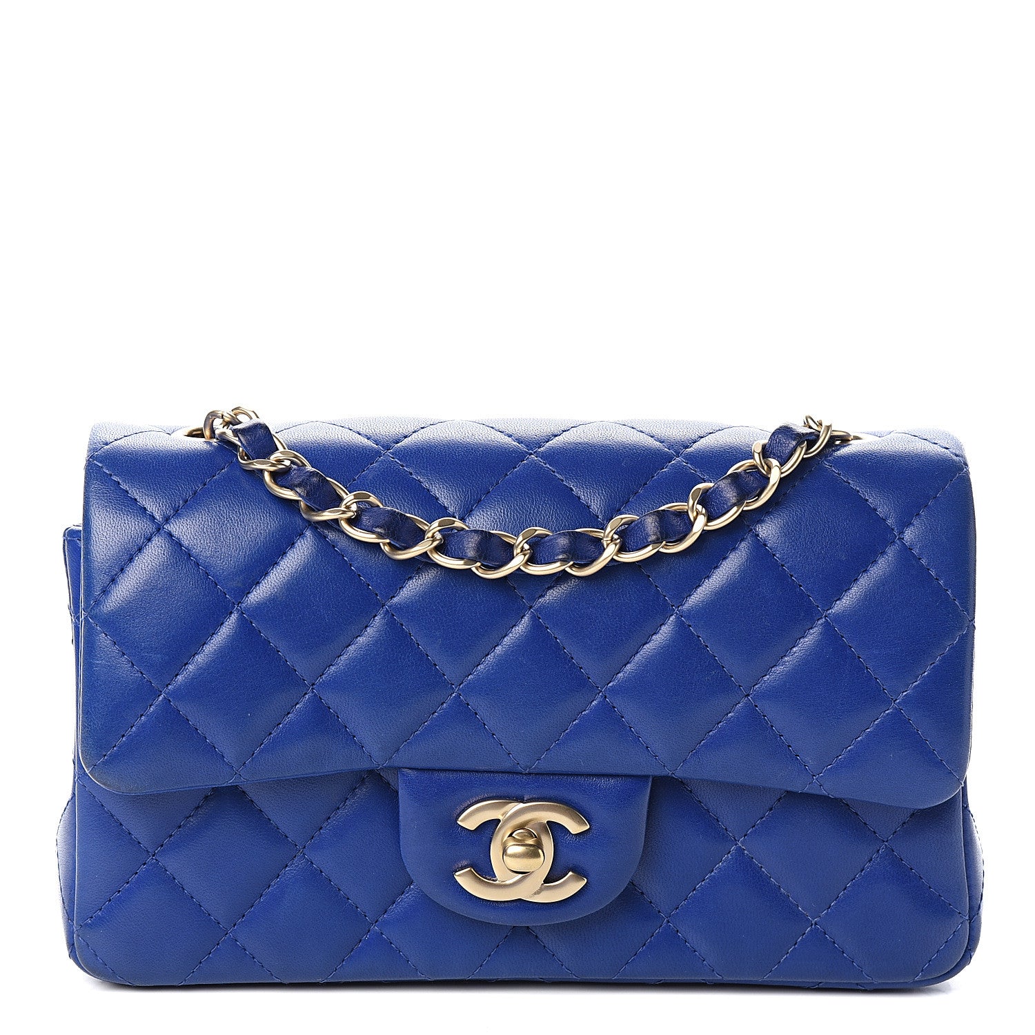 Chanel Lambskin Quilted Mini Rectangular Flap Dark Blue 1 of 10