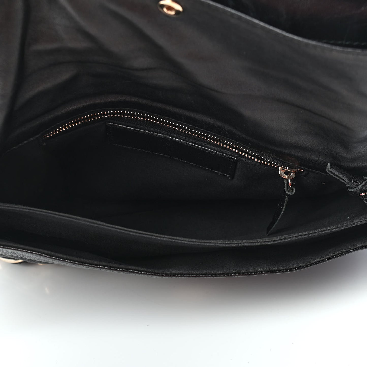 Chevre Gold Metallic Edge Hardware Envelope Clutch Black