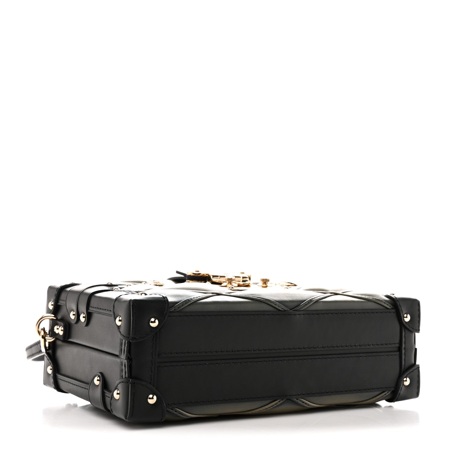 Louis Vuitton Lambskin Malletage Petite Malle Black Beige 4 of 10