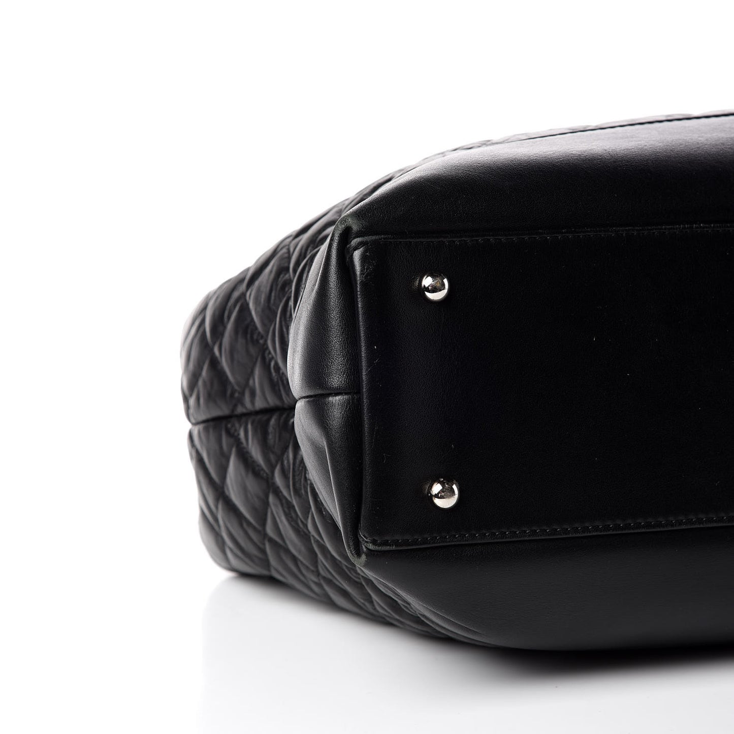 Aged Calfskin Quilted Be CC Tote Black