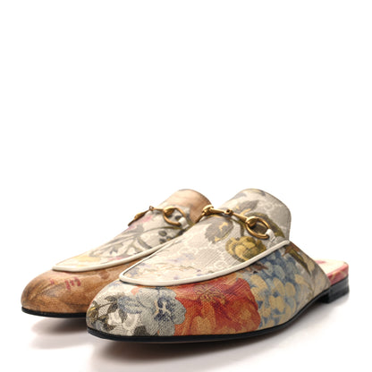 Gucci GG Supreme Monogram Malaga Kid Water Flora Womens Princetown Slippers 40 Beige White Multicolor Mystic White 3 of 9