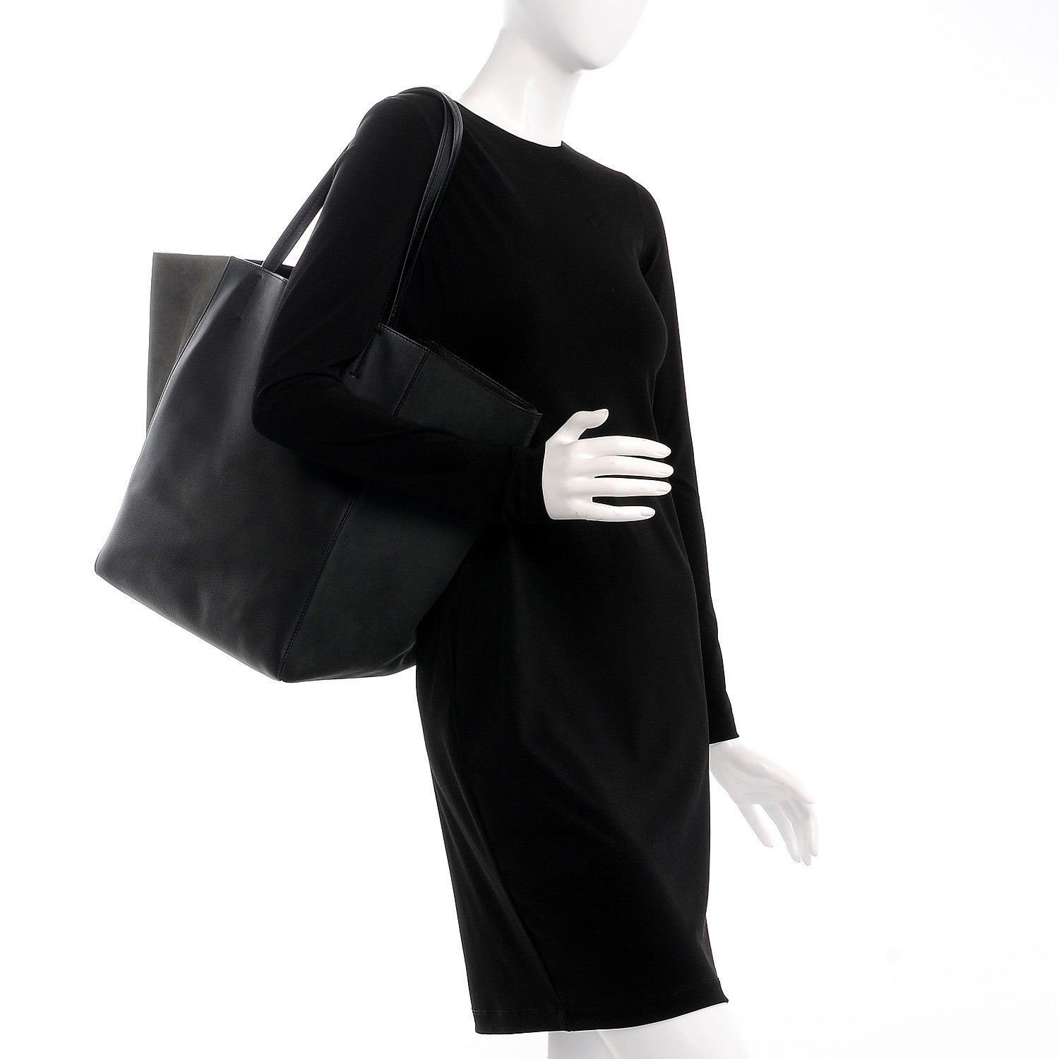 Celine Smooth Calfskin Nubuck Medium Horizontal Cabas Phantom Black 2 of 15