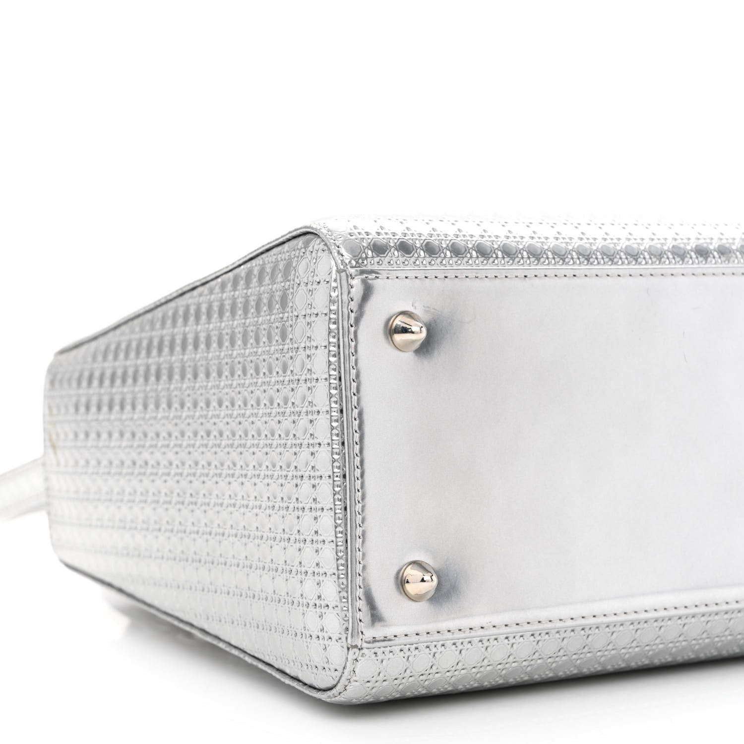 Christian Dior Metallic Patent Micro-Cannage Medium Lady Dior Silver 9 of 13