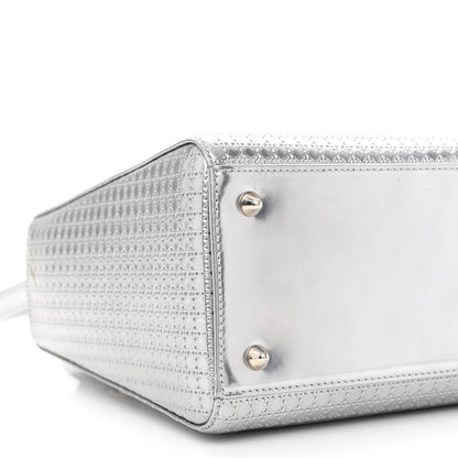 Christian Dior Metallic Patent Micro-Cannage Medium Lady Dior Silver 9 of 13