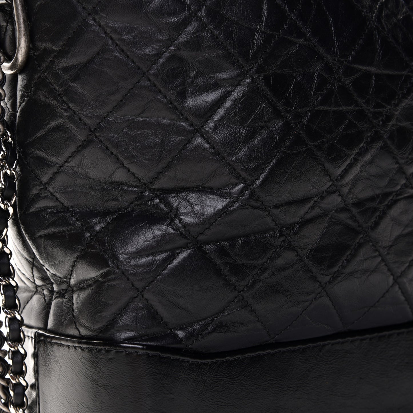 Aged Calfskin Quilted Large Gabrielle Hobo Black