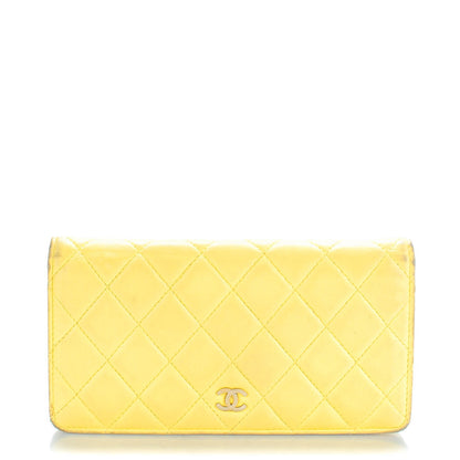 Chanel Lambskin Quilted Yen Wallet Yellow 1 of 11