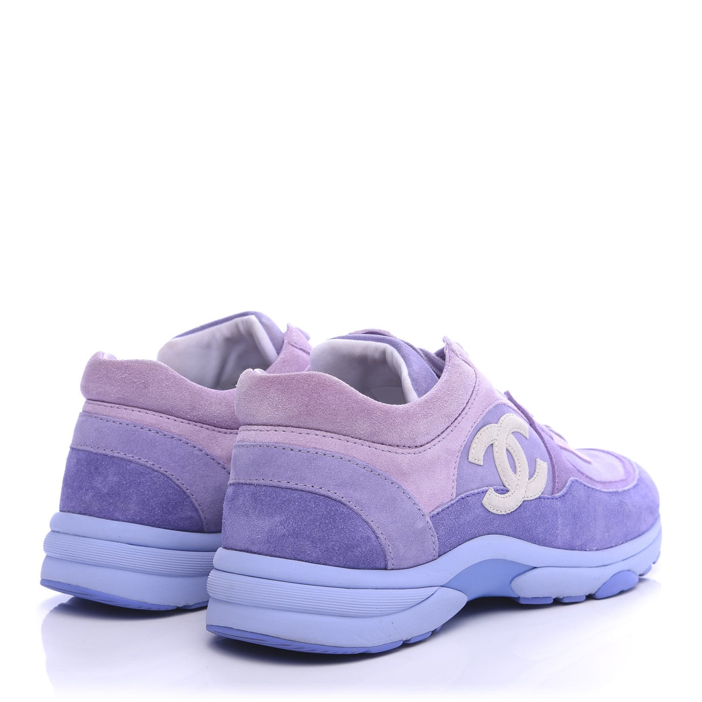Nylon Lambskin Suede Calfskin CC Sneakers 38 Purple
