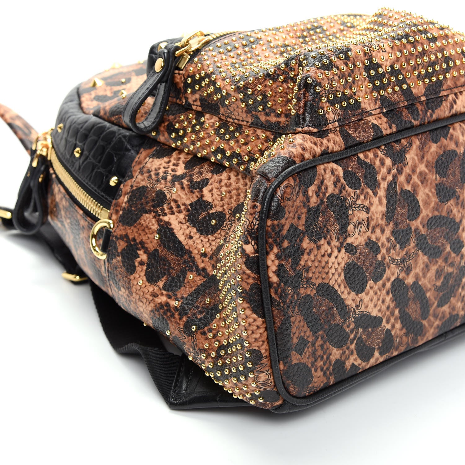 MCM Visetos Leopard Print Studded Small Stark Backpack 6 of 10