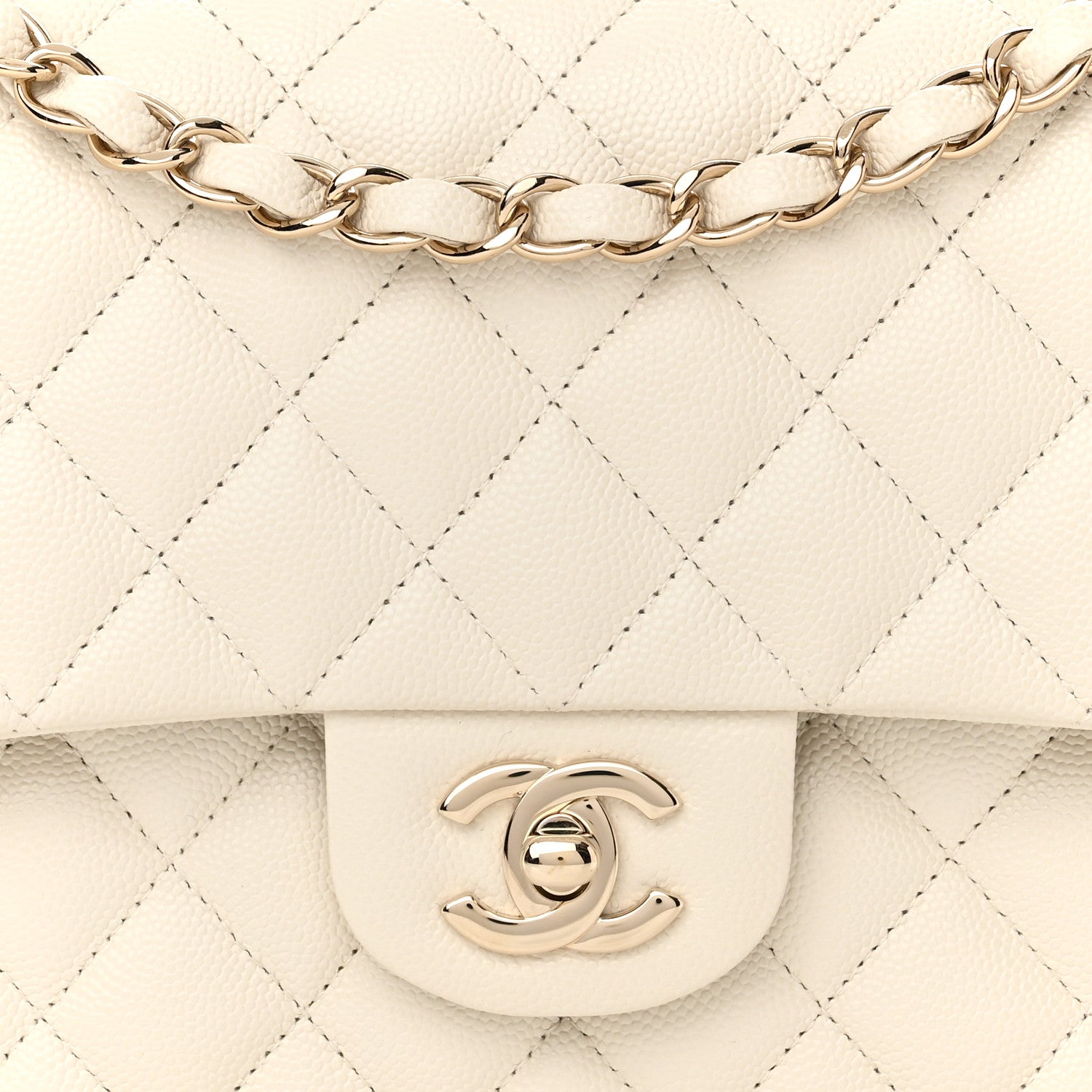 Chanel Caviar Quilted Medium Double Flap White 8 of 11